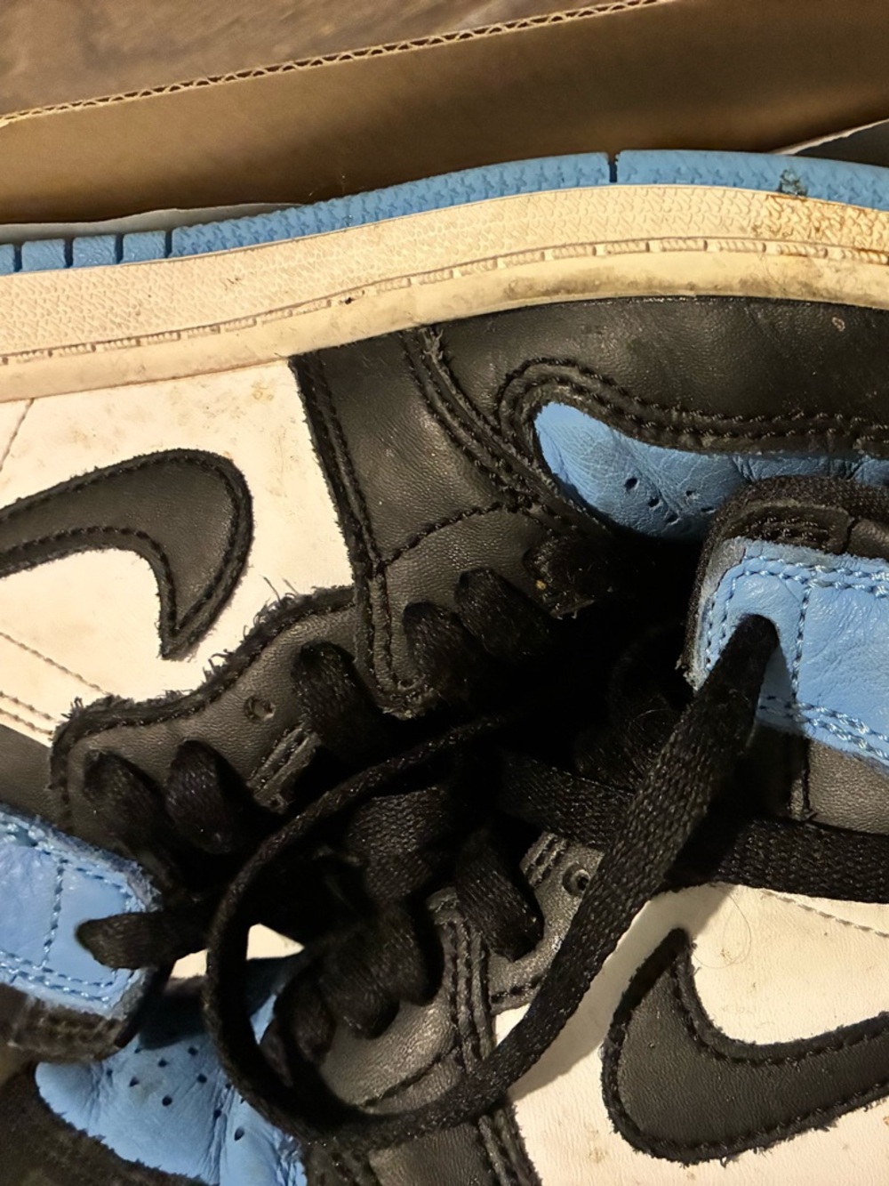 Jordan Kids Black and Light Blue High-Top Sneakers with White Accents
